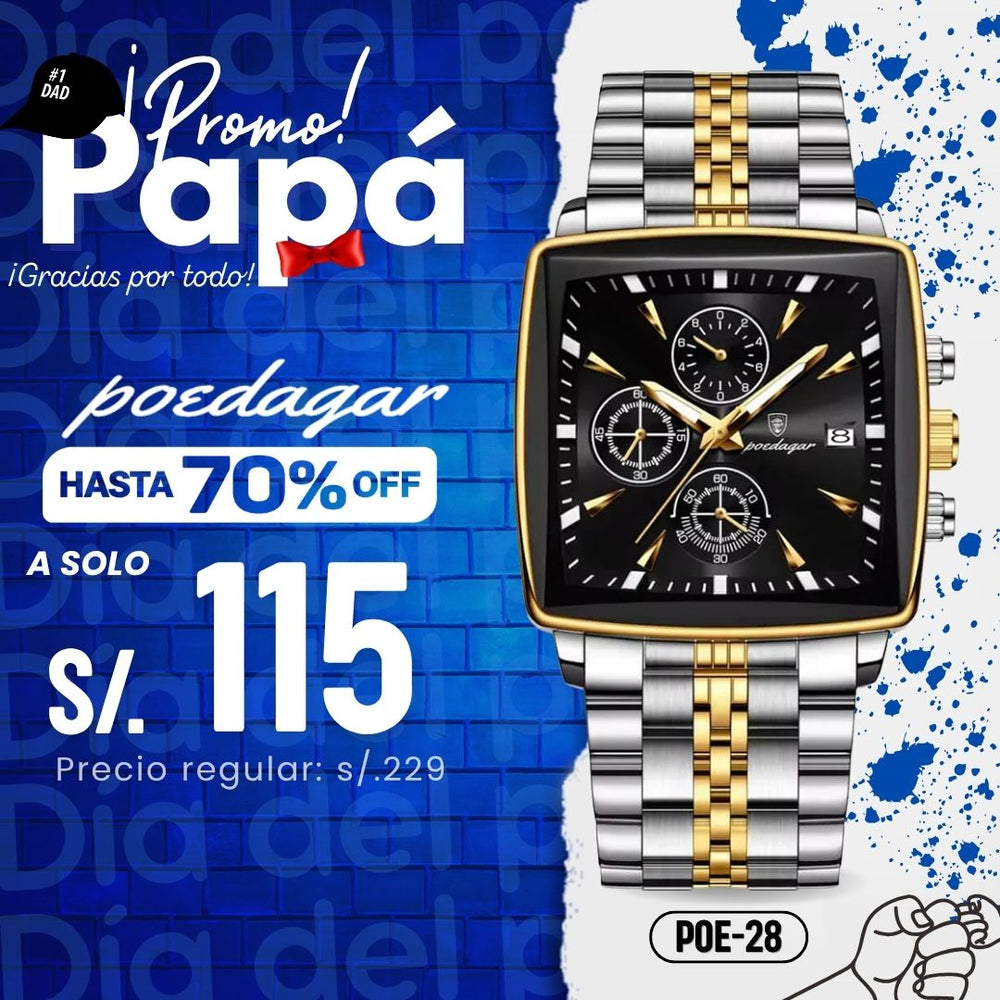 Reloj Poedagar POE-28 Hombre Acero Plateado