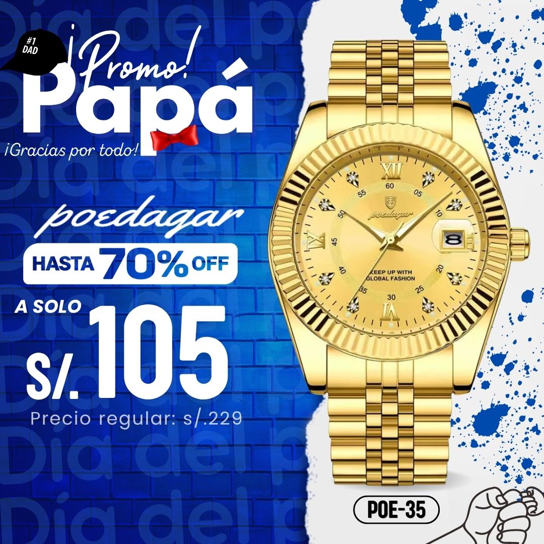 Reloj Poedagar POE-35 Hombre Acero Dorado