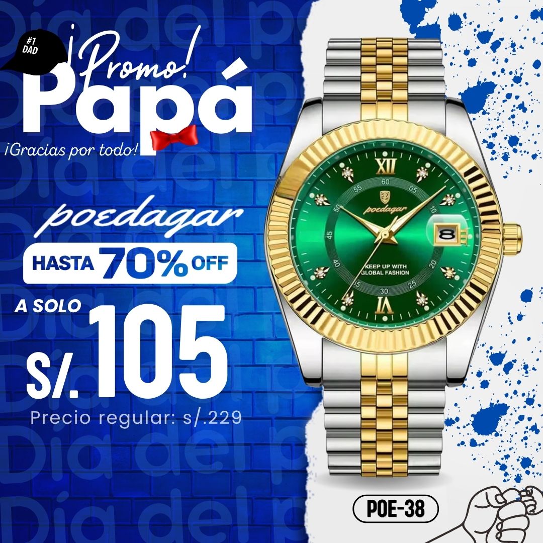 Reloj Poedagar POE-38 Hombre Acero Plateado