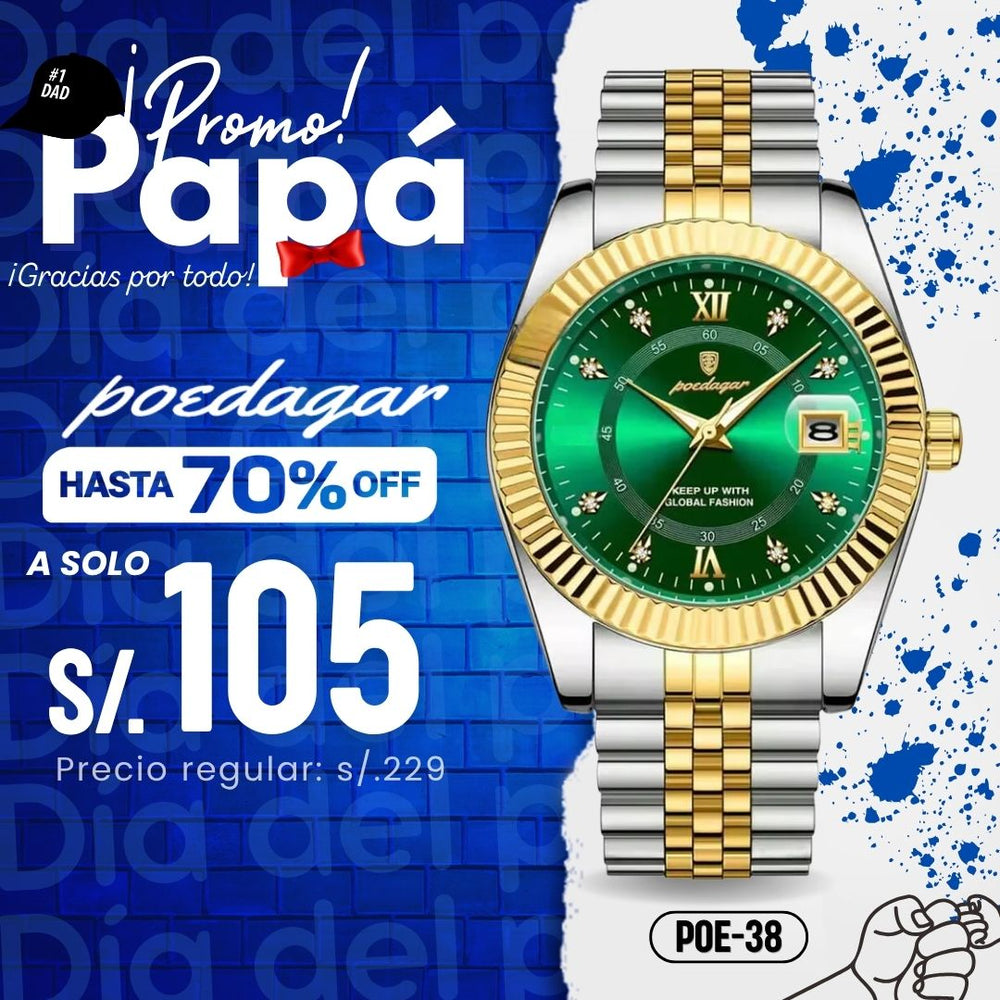 Reloj Poedagar POE-38 Hombre Acero Plateado