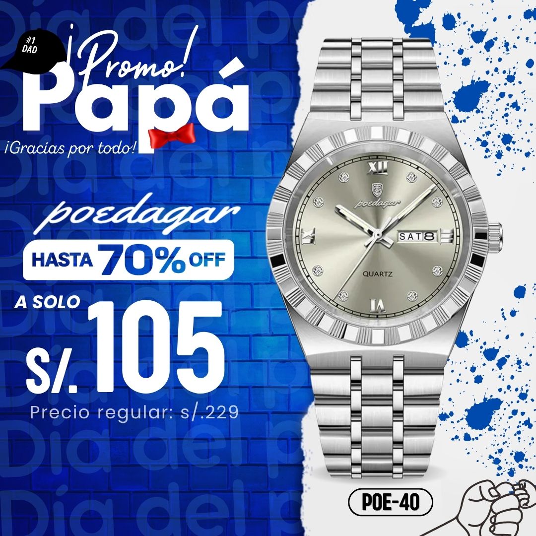 Reloj Poedagar POE-40 Hombre Acero Plateado