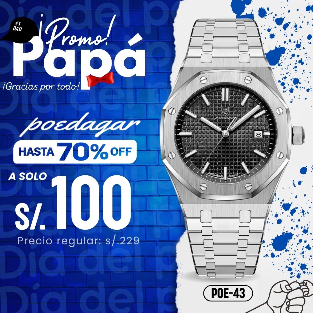 Reloj Poedagar POE-43 Hombre Acero Negro
