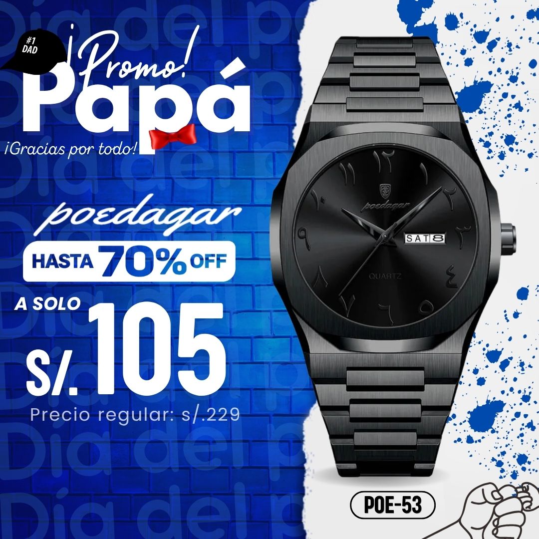 Reloj Poedagar POE-53 Hombre Acero Negro