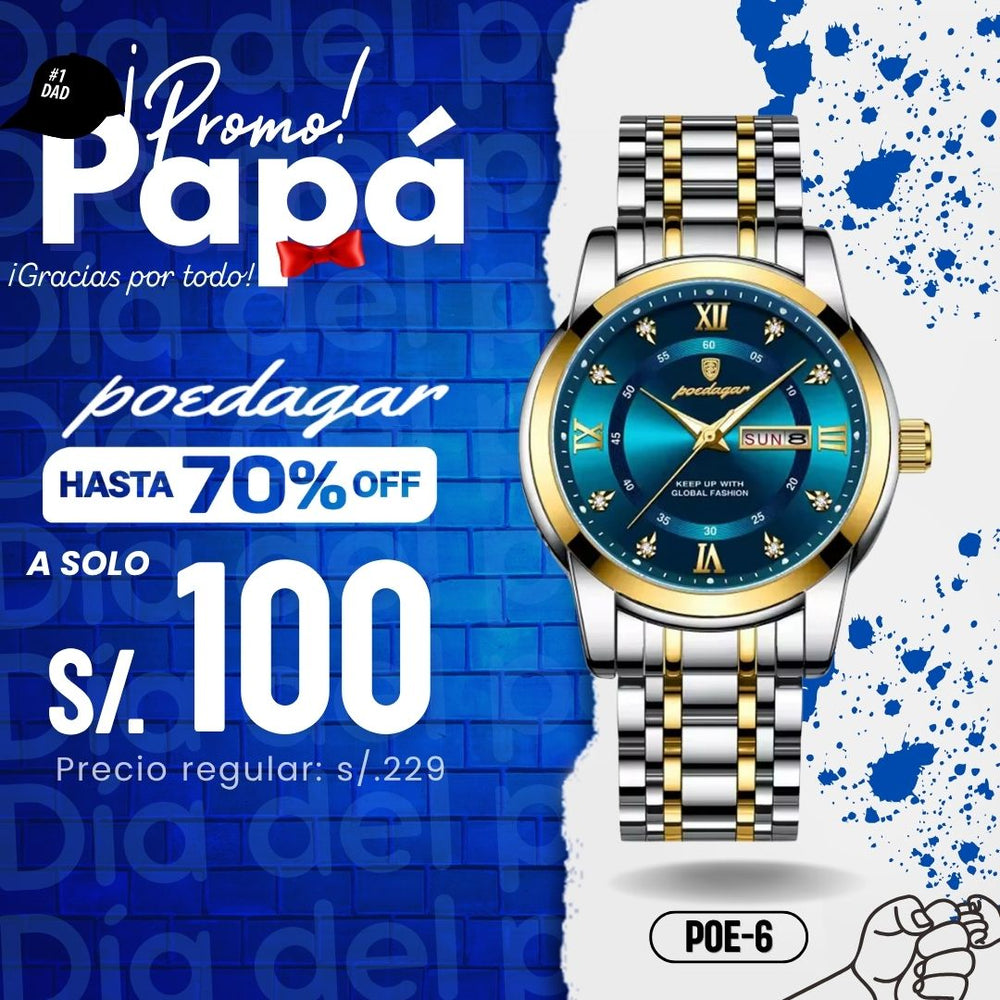 Reloj Poedagar POE-6 Hombre Acero Plateado