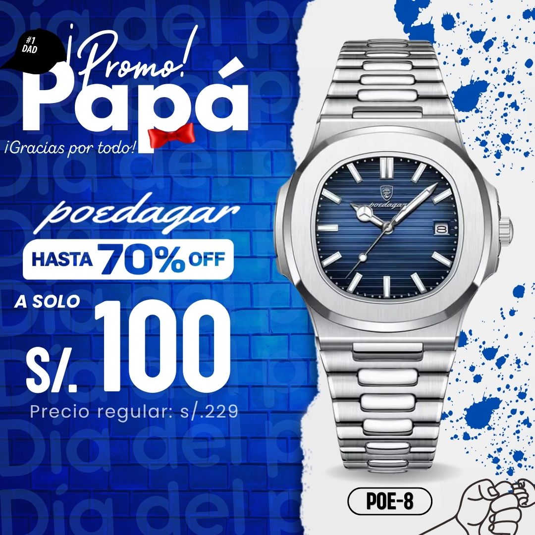 Reloj Poedagar POE-8 Hombre Acero Azul
