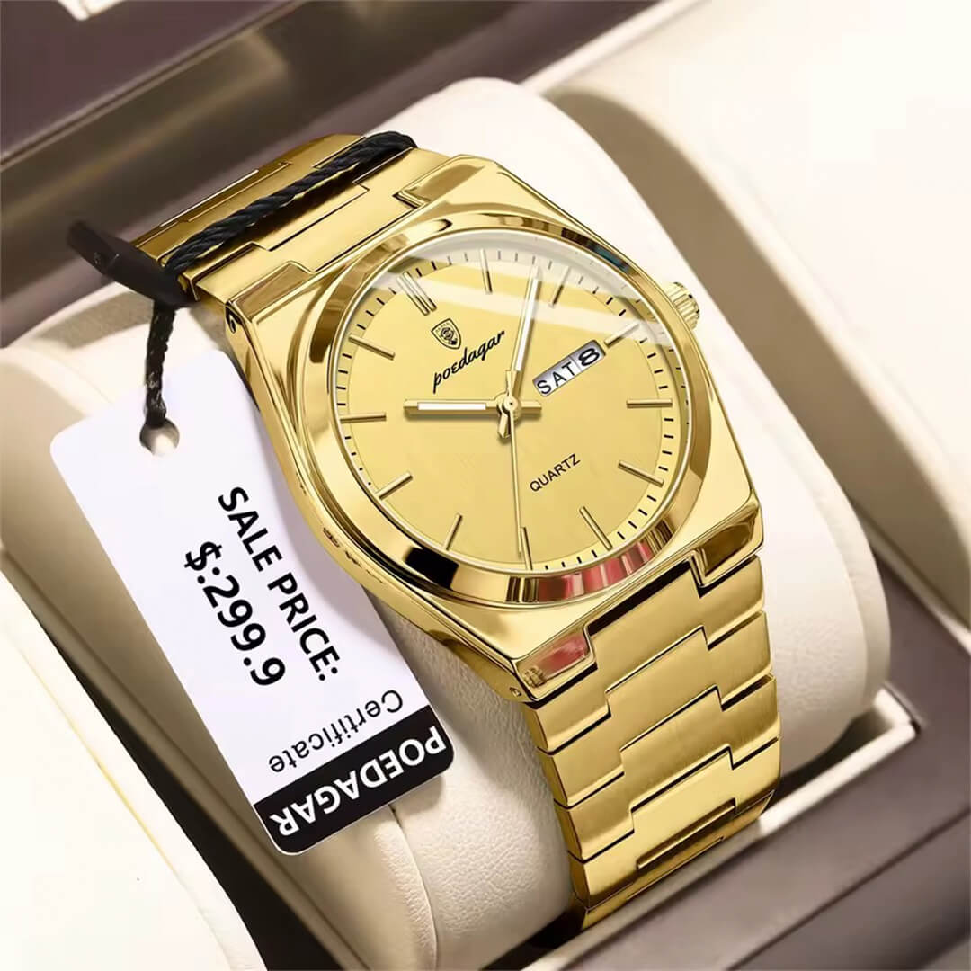 Reloj Poedagar Hombre Acero Dorado | POE-12