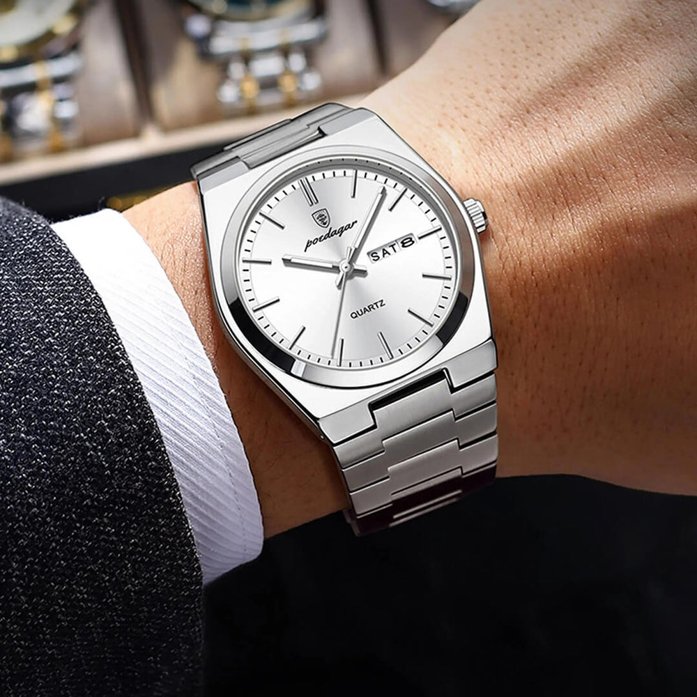 Reloj Poedagar POE-13 Hombre Acero Plateado