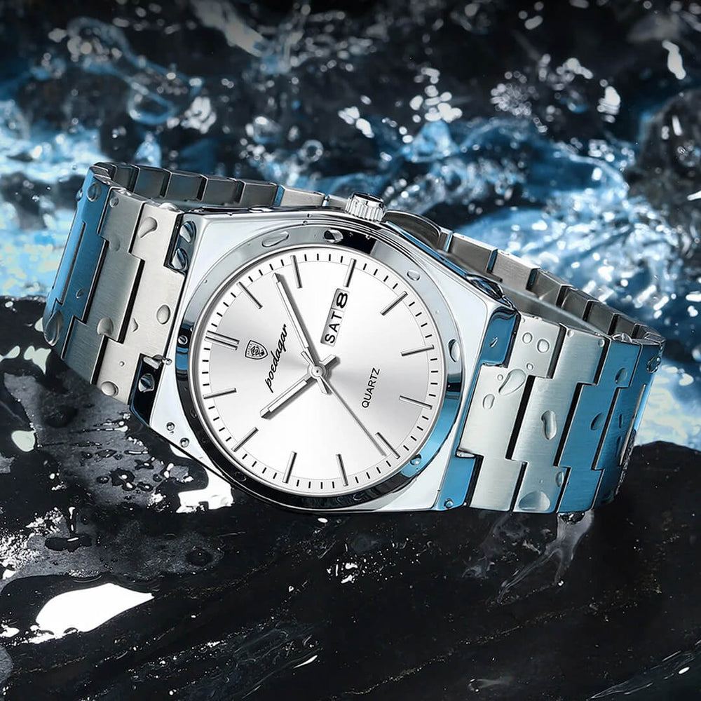 Reloj Poedagar POE-13 Hombre Acero Plateado