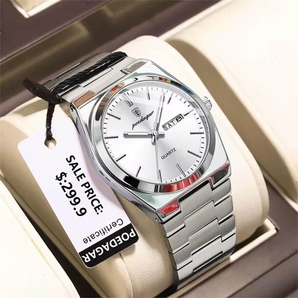 Reloj Poedagar POE-13 Hombre Acero Plateado