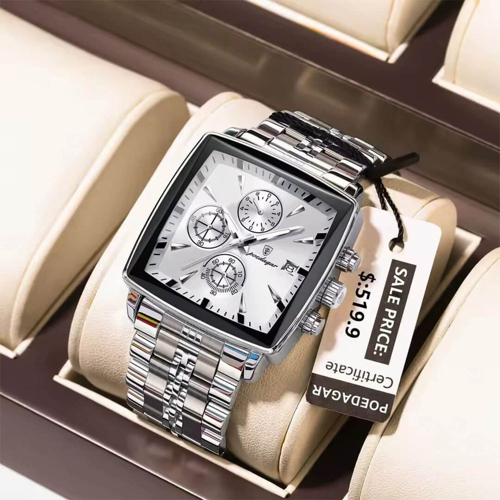 Reloj Poedagar POE-25 Hombre Acero Plateado