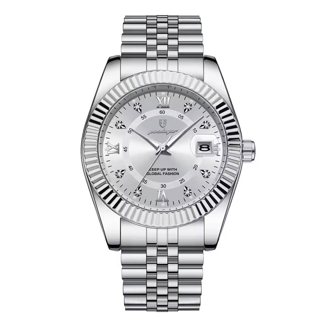 Reloj Poedagar POE-34 Hombre Acero Plateado