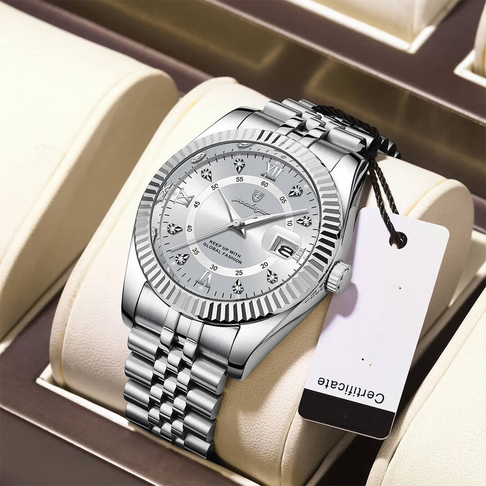 Reloj Poedagar POE-34 Hombre Acero Plateado