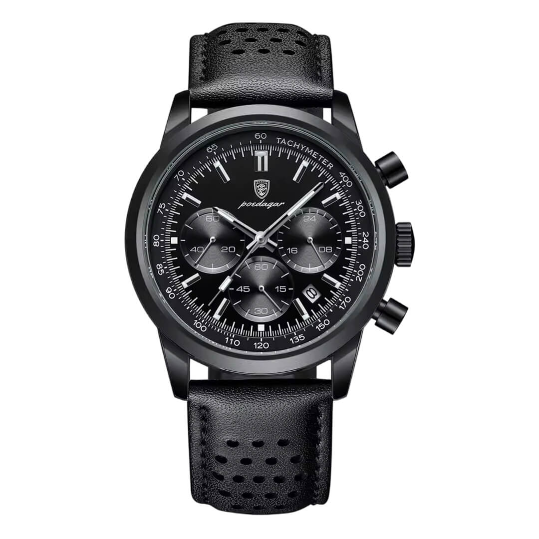 Reloj Poedagar POE-47 Hombre Cuero Negro