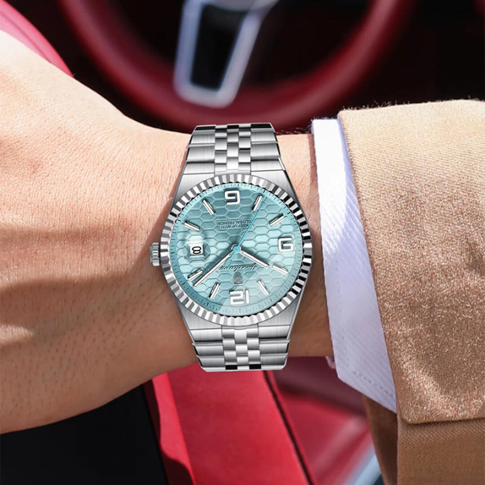 Reloj Poedagar POE-51 Hombre Acero Celeste