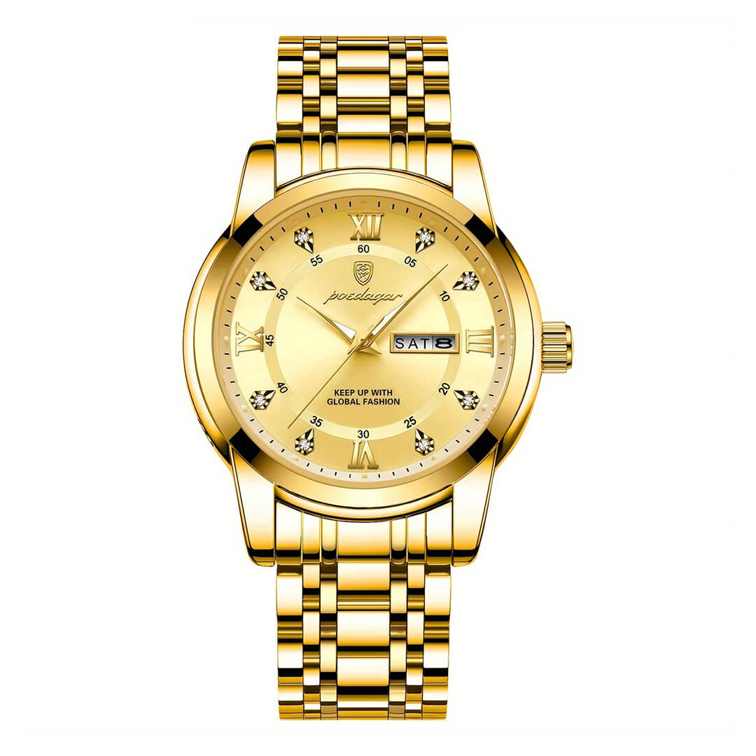 Reloj Poedagar Hombre Acero Dorado | POE-7
