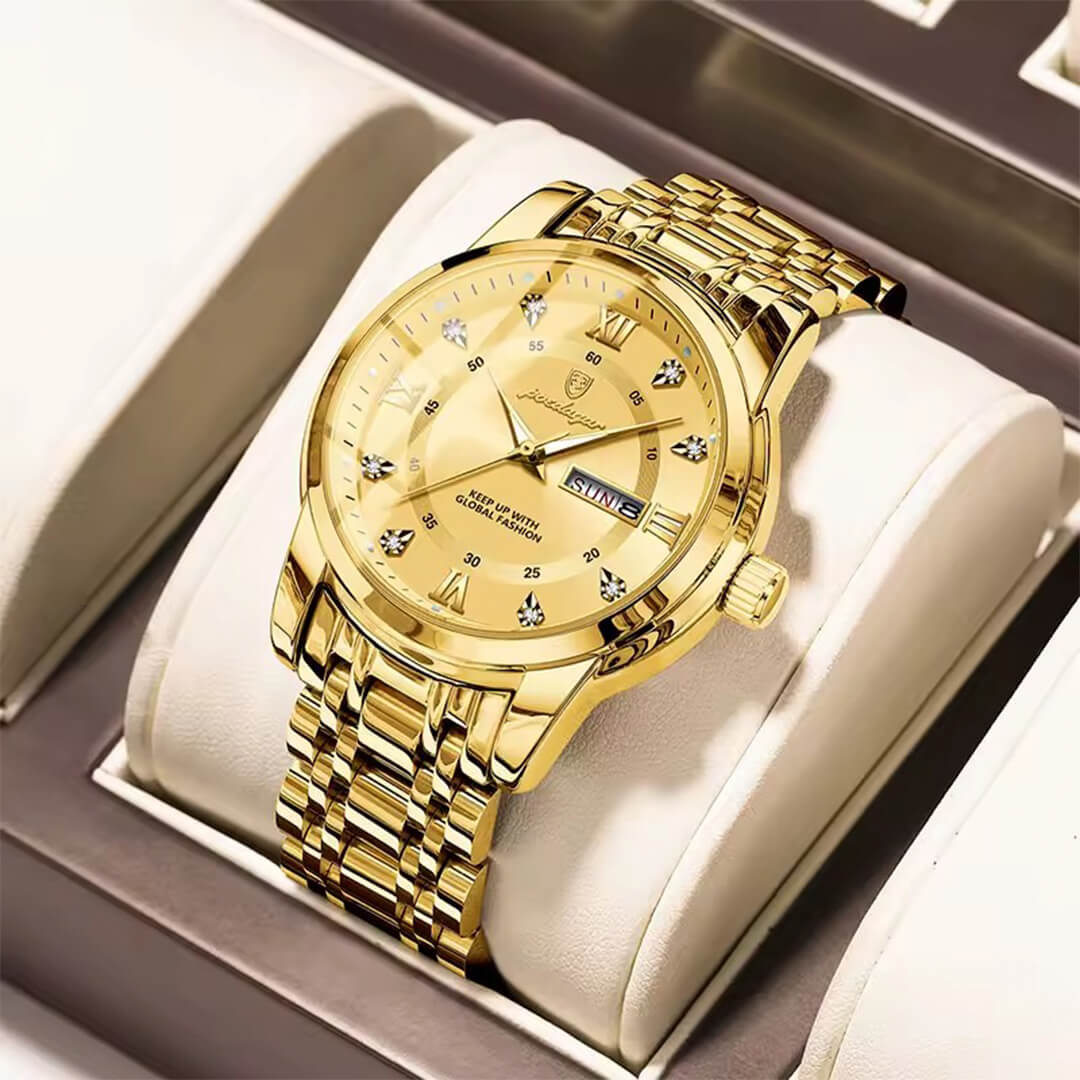 Reloj Poedagar Hombre Acero Dorado | POE-7