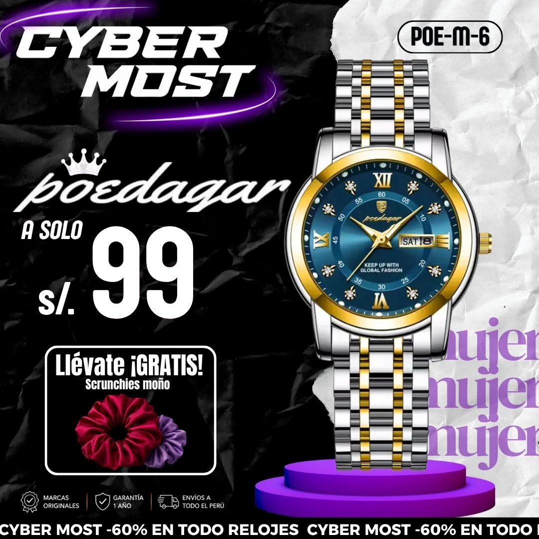 Reloj Poedagar POE-M-6 Mujer Acero Plateado