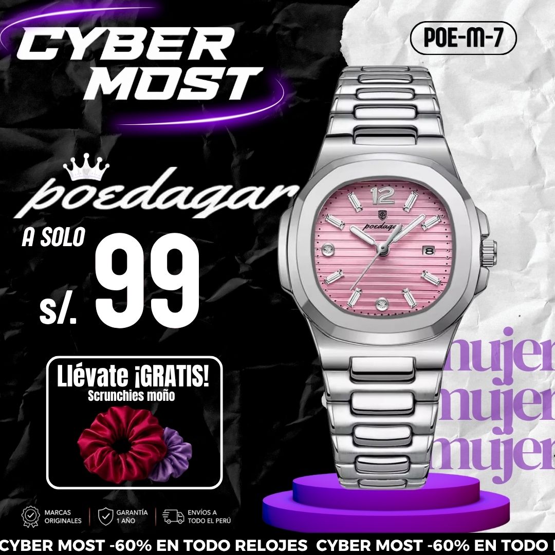 Reloj Poedagar POE-M-7 Mujer Acero Plateado