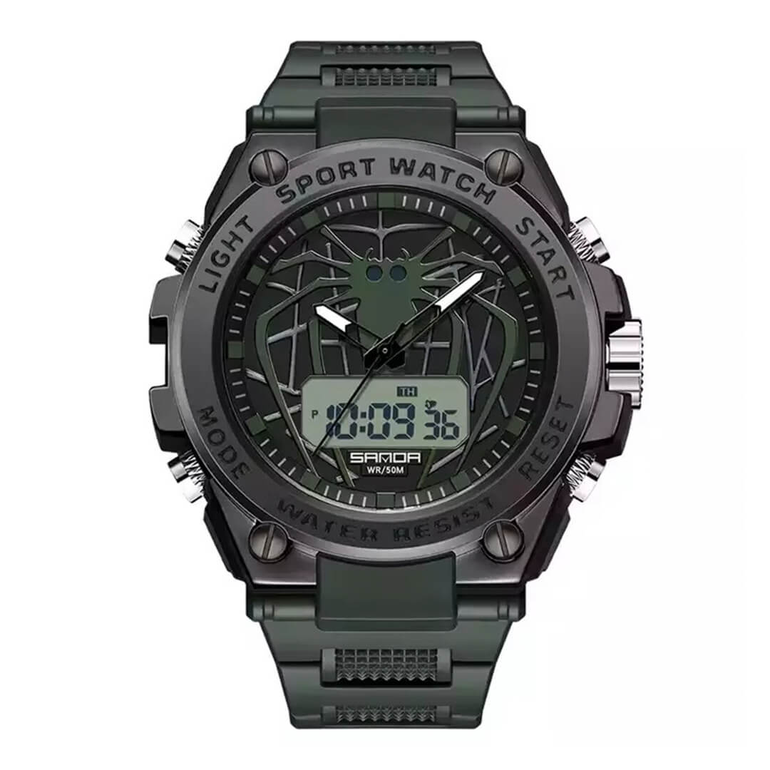 Reloj Sanda Spider Hombre Deportivo Verde | SAN-14