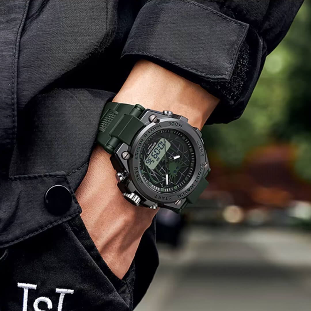Reloj Sanda Spider Hombre Deportivo Verde | SAN-14
