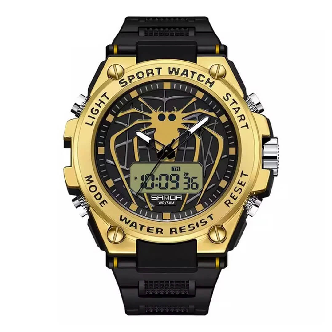 RELOJ SANDA ARAÑA NEGRO CON DORADO SAN-15