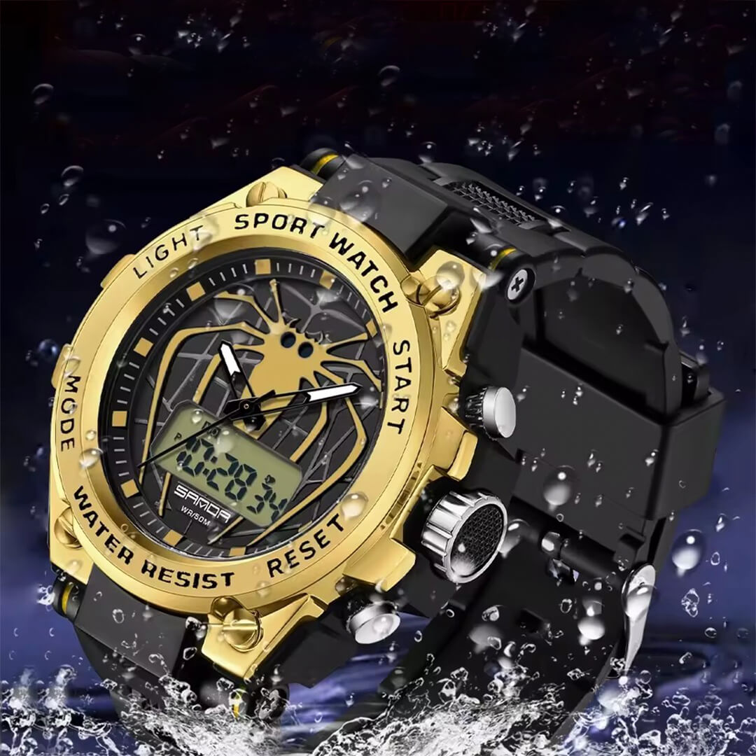 Reloj Sanda Spider Hombre Deportivo Dorado | SAN-15