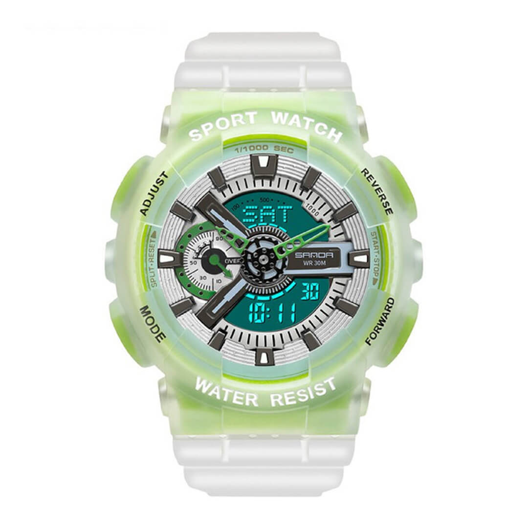 RELOJ SANDA TRANSPARENTE CON VERDE SAN-16