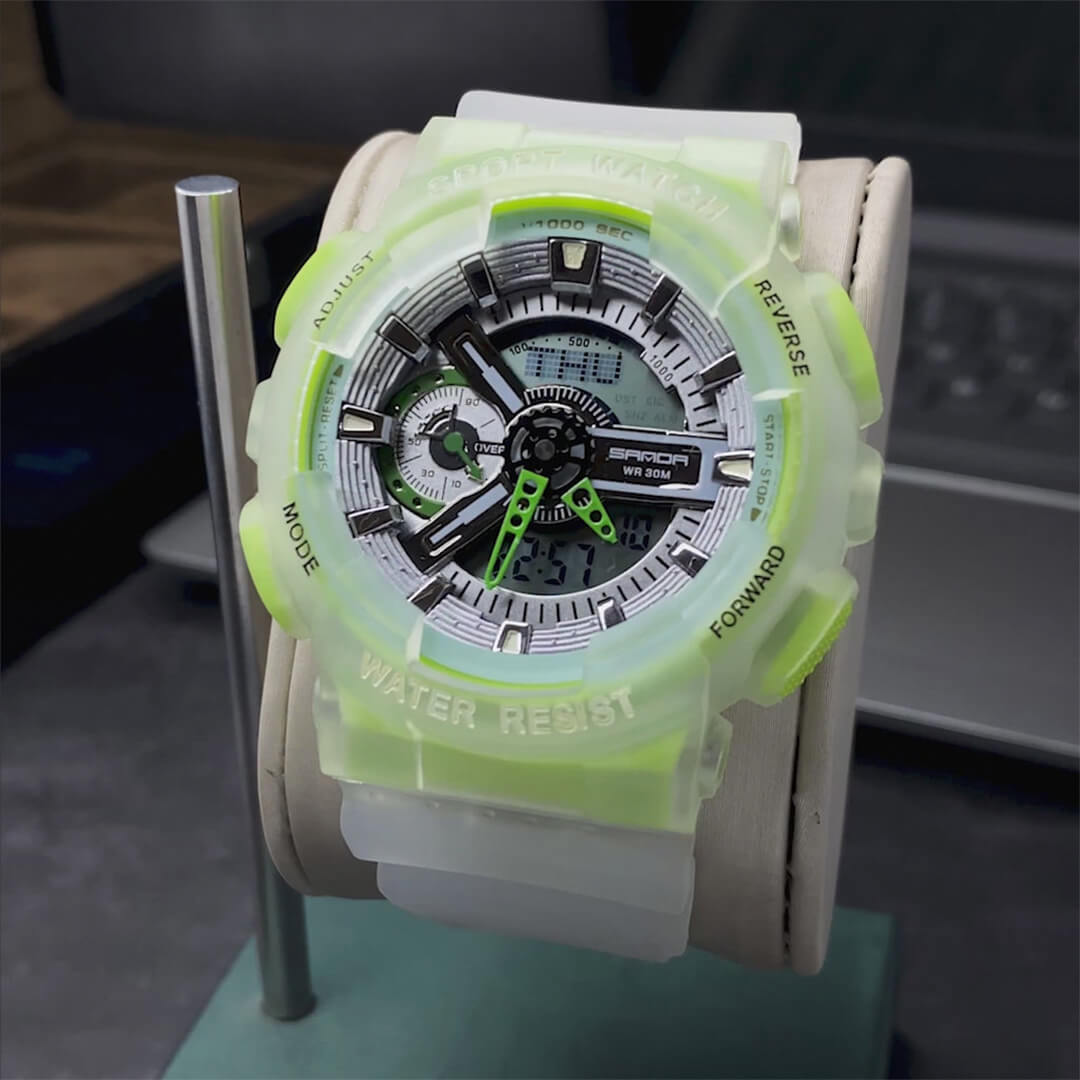 RELOJ SANDA TRANSPARENTE CON VERDE SAN-16