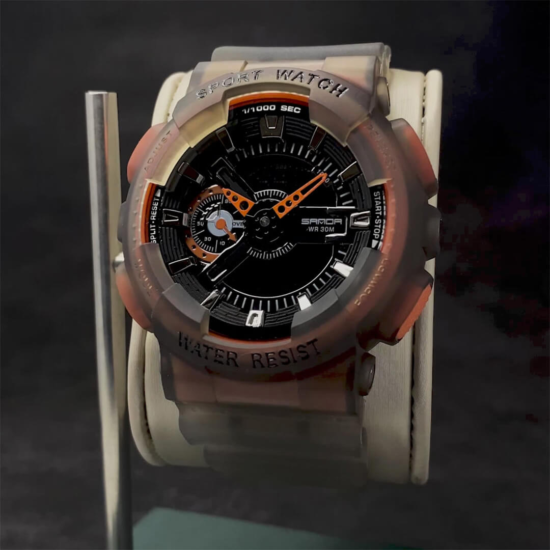 RELOJ SANDA GRIS CON NARANJA SAN-17