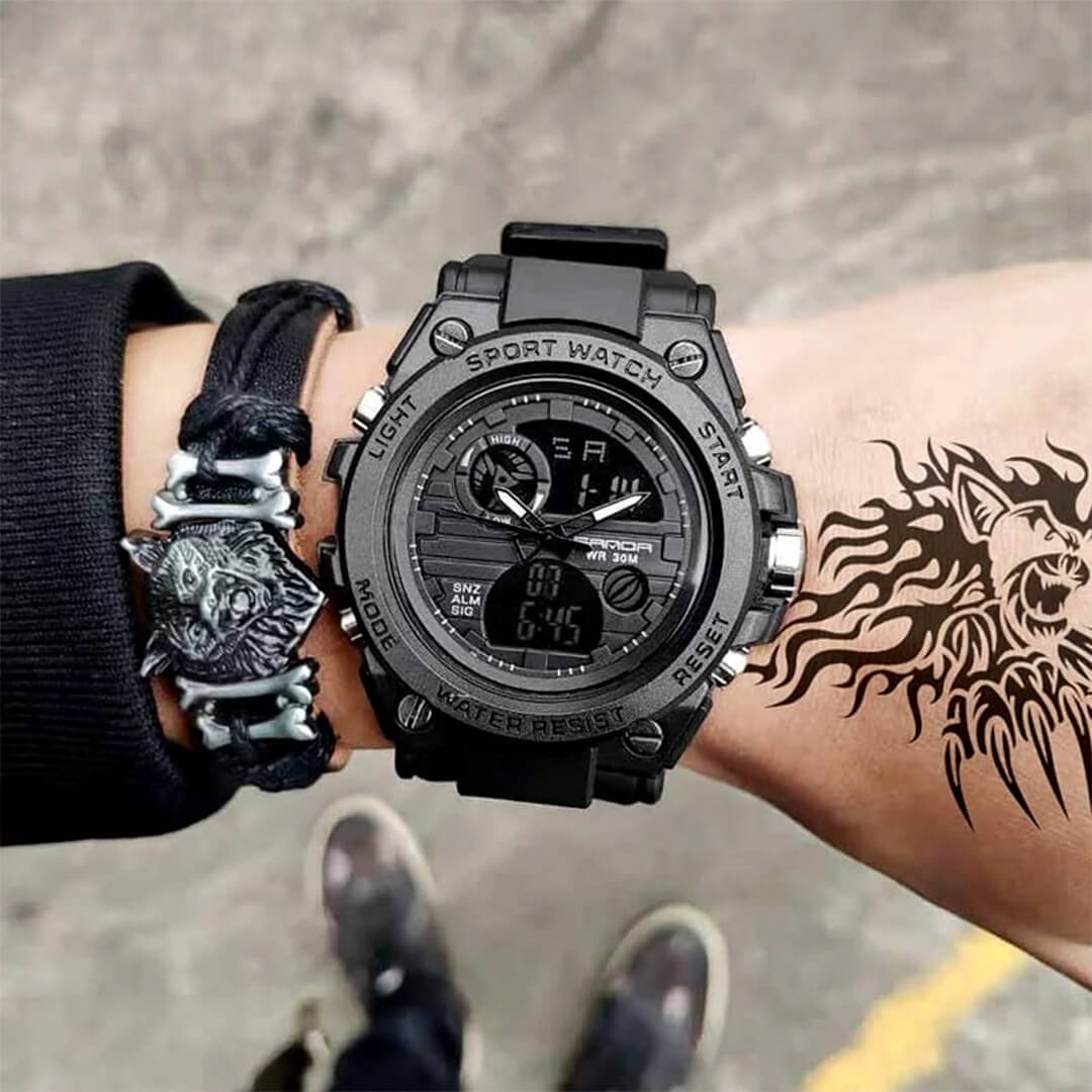 Reloj Sanda Militar Hombre Deportivo Negro | SAN-1