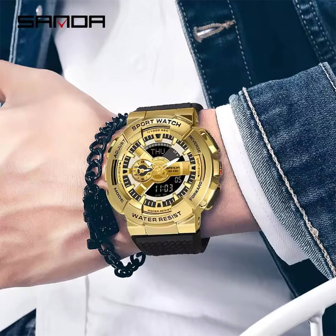 Reloj Sanda Hombre Deportivo Dorado | SAN-21