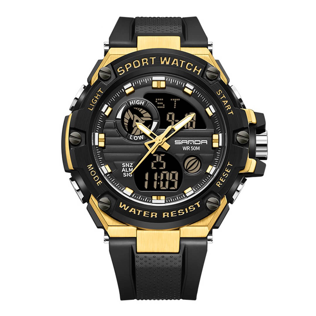 Reloj Sanda Hombre Deportivo Dorado | SAN-23