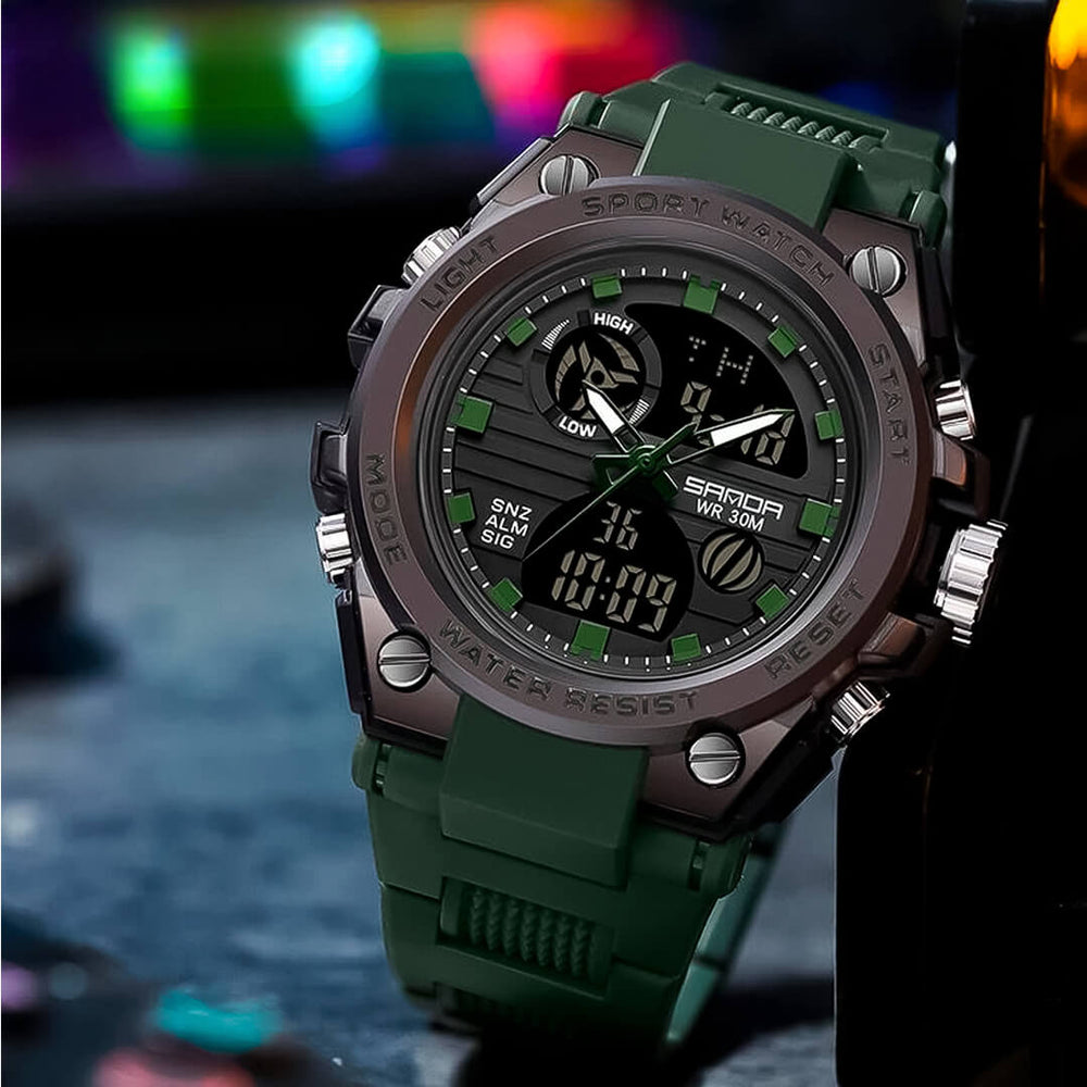Reloj Sanda Militar SAN-9 Hombre Deportivo Verde
