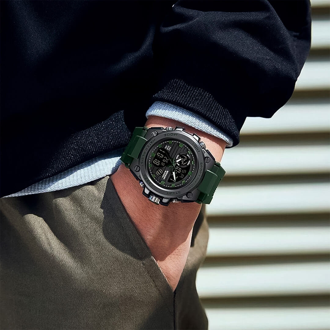 Reloj Sanda Militar Hombre Deportivo Verde | SAN-9