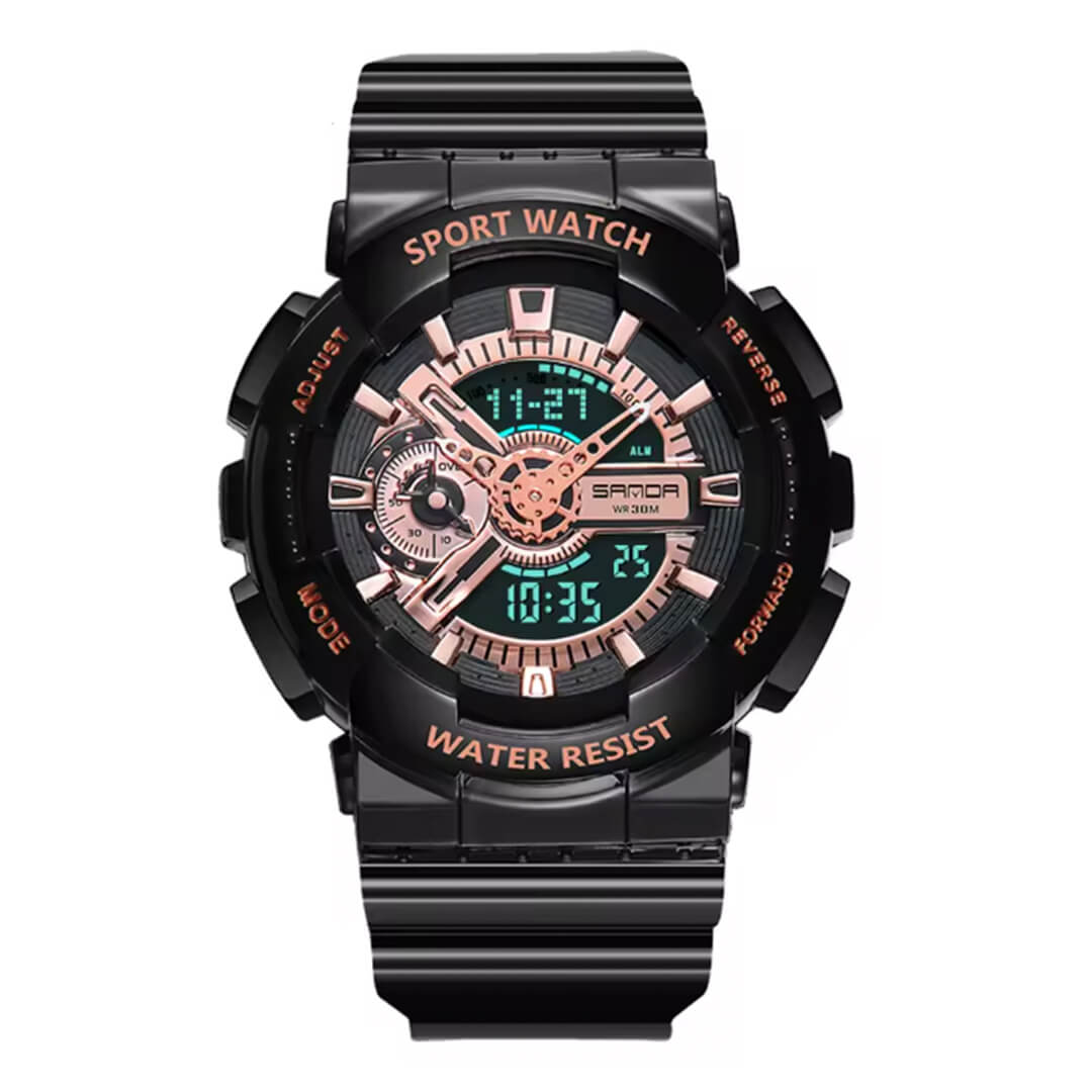 RELOJ SANDA DEPORTIVO NEGRO CON ROSA SAN-M-7