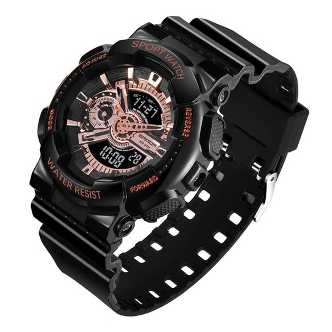 RELOJ SANDA DEPORTIVO NEGRO CON ROSA SAN-M-7