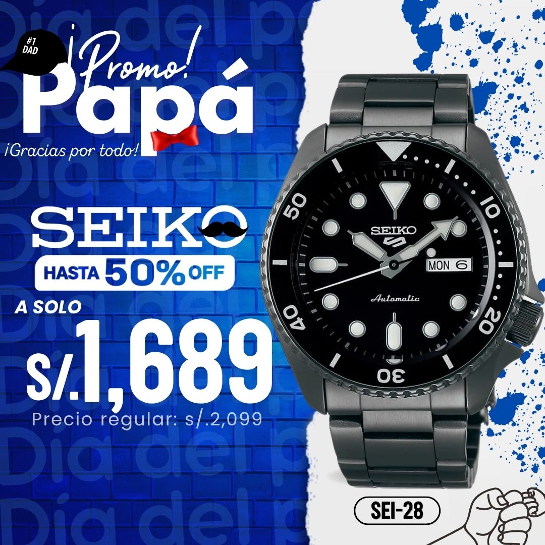 Reloj Seiko 5 Sports SRPD65 Hombre Automático Negro