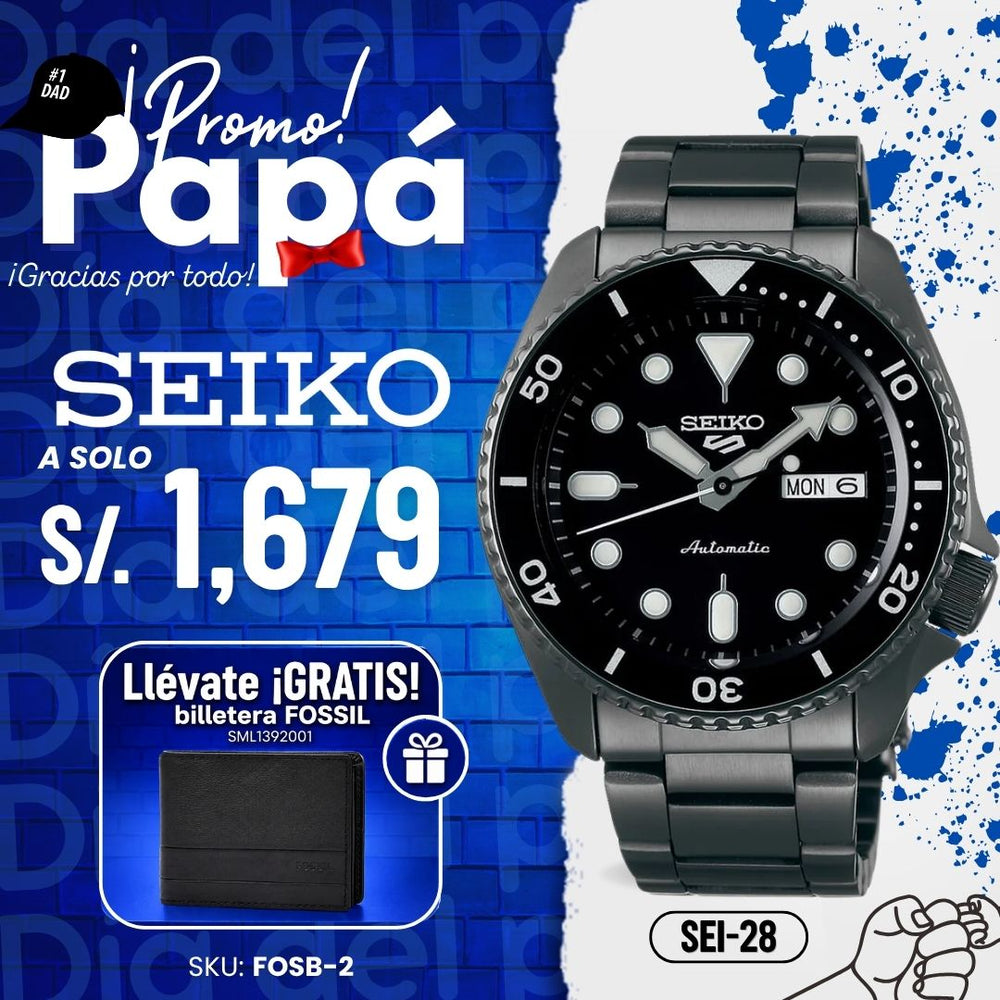 Reloj Seiko 5 Sports SRPD65 Hombre Automático Negro