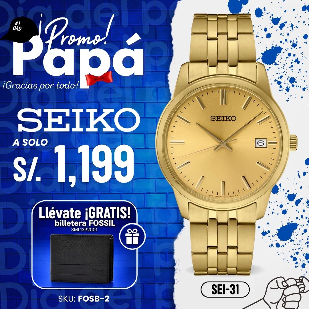 Reloj Seiko Essentials SUR442 Hombre Acero Dorado