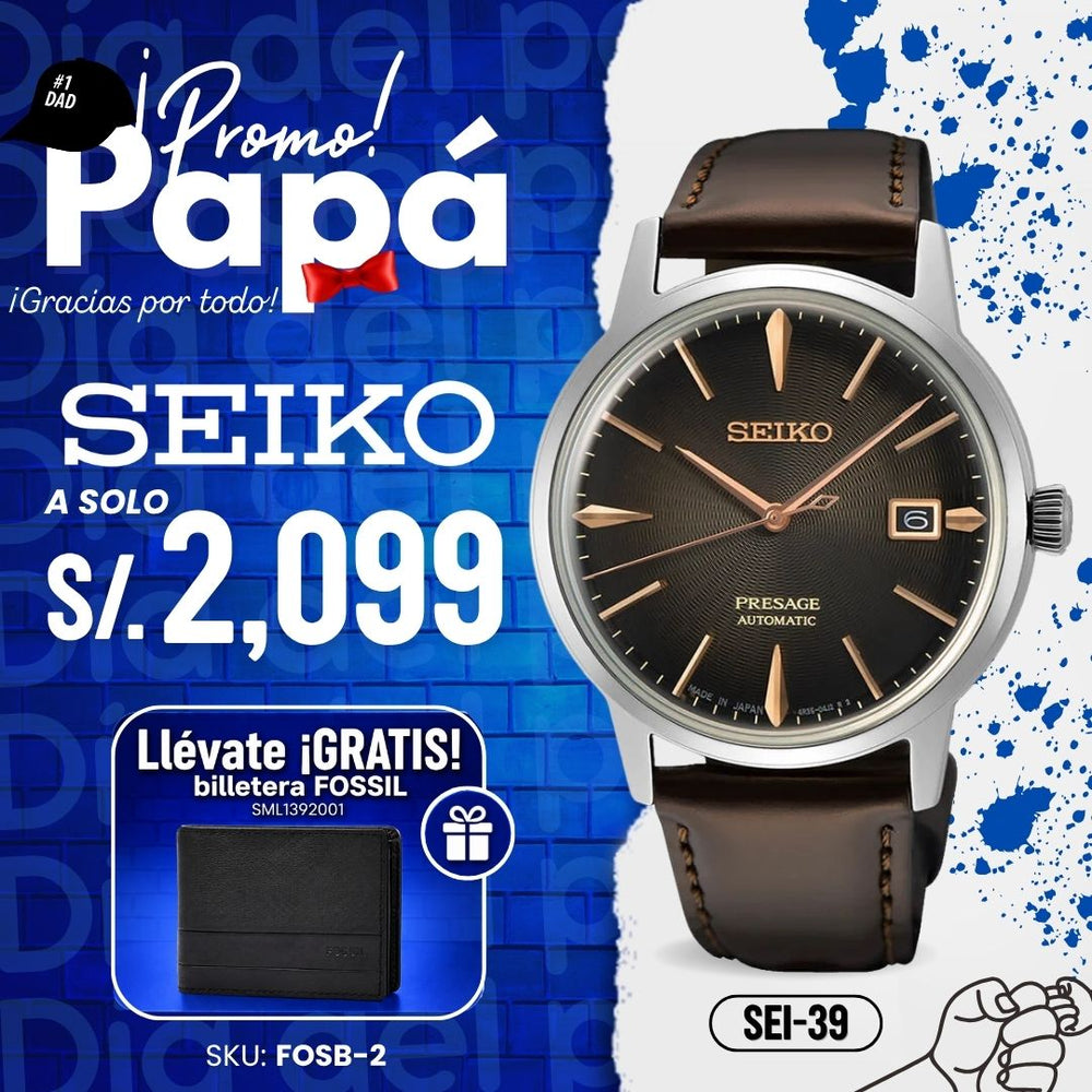 Reloj Seiko Presage SRPJ17 Hombre Automático Marrón