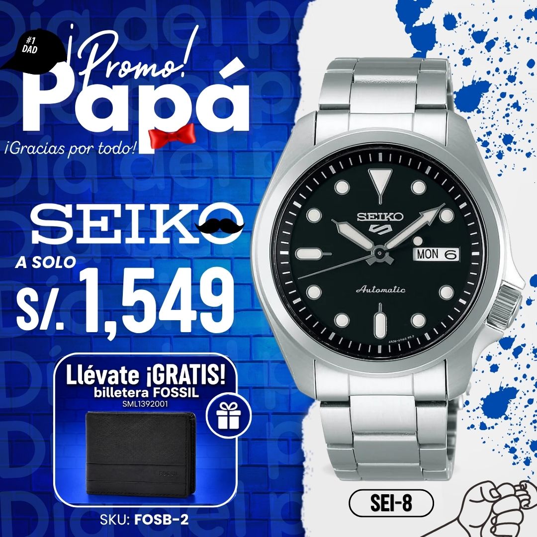 Reloj Seiko 5 Sports SRPE55 Hombre Automático Plateado