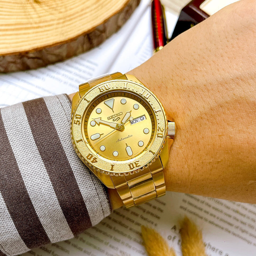Reloj Seiko 5 Sports SRPE74 Hombre Automático Dorado