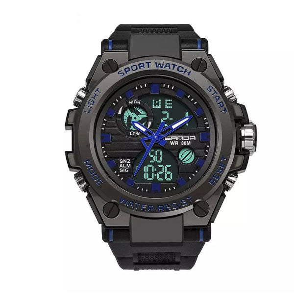 RELOJ SANDA SILICONA NEGRO-AZUL SAN-3