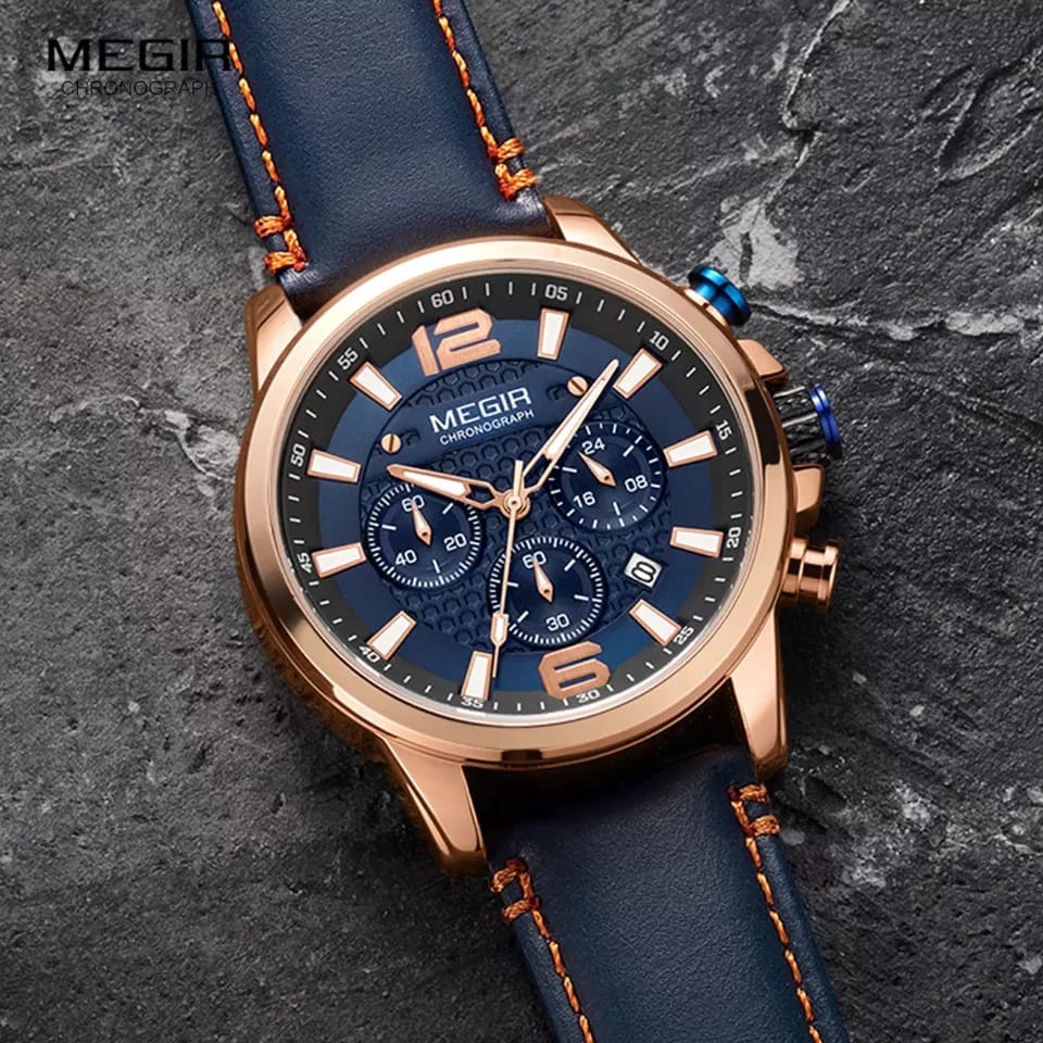 RELOJ MEGIR CUERO AZUL MEG-25