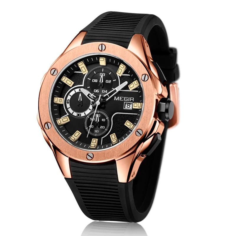 RELOJ MEGIR CAUCHO NEGRO MEG-15