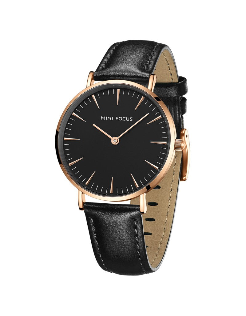 RELOJ MINIFOCUS CUERO NEGRO MIN-M-24